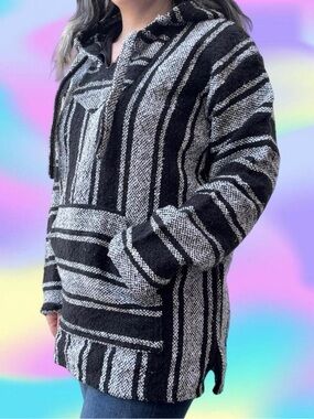 vtg y2k striped baja hoodie - delmex, sz md